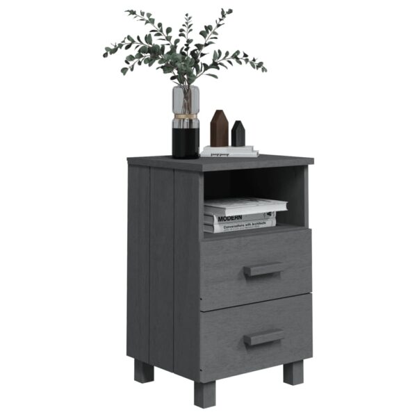 vidaXL Bedside Cabinet HAMAR Dark Gray 15.7"x13.8"x24.4" Solid Wood Pine - Image 6