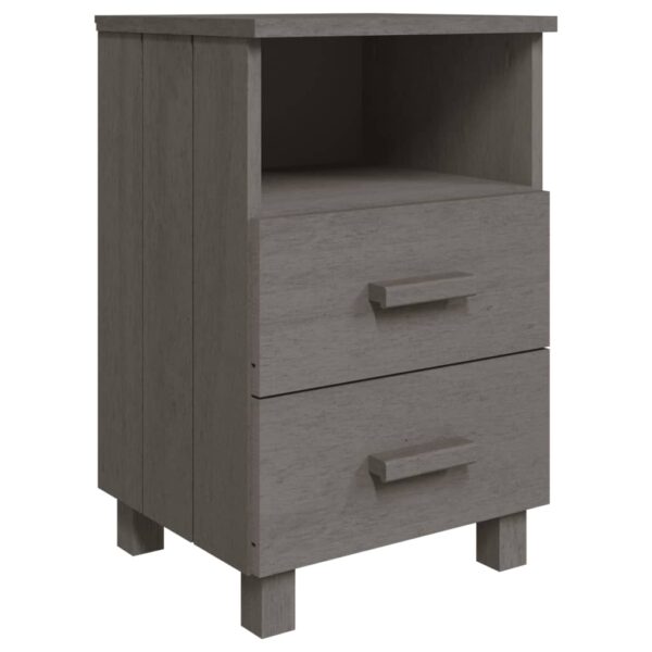 vidaXL Bedside Cabinet HAMAR Light Gray 15.7"x13.8"x24.4" Solid Wood Pine - Image 2