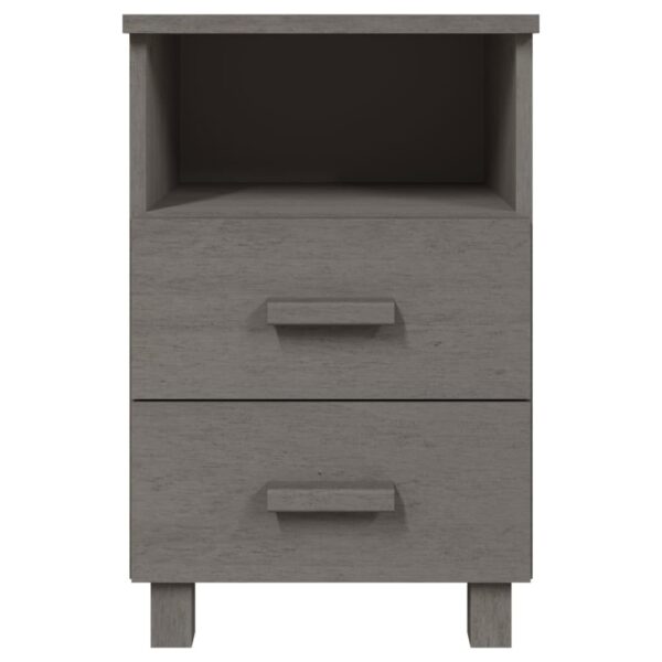 vidaXL Bedside Cabinet HAMAR Light Gray 15.7"x13.8"x24.4" Solid Wood Pine - Image 3