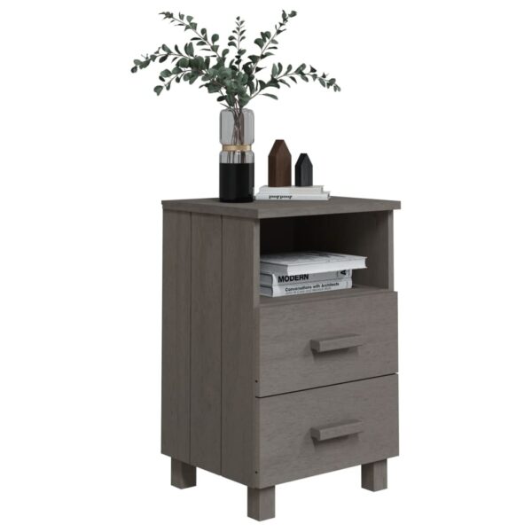 vidaXL Bedside Cabinet HAMAR Light Gray 15.7"x13.8"x24.4" Solid Wood Pine - Image 6