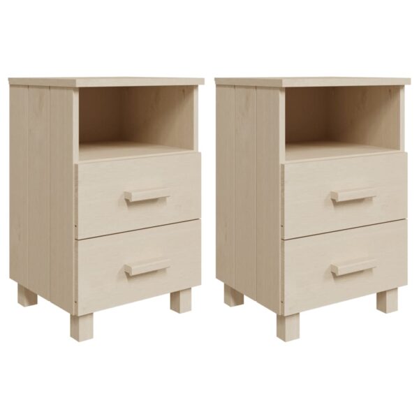 vidaXL Bedside Cabinets HAMAR 2 pcs Honey Brown 15.7"x13.8"x24.4" Solid Wood - Image 2