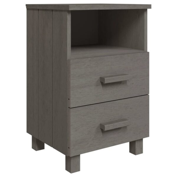 vidaXL Bedside Cabinets HAMAR 2 pcs Light Gray 15.7"x13.8"x24.4" Solid Wood - Image 3