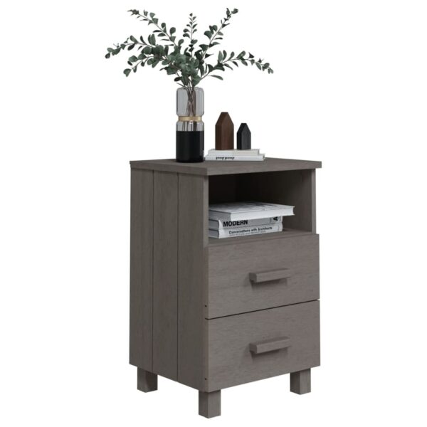 vidaXL Bedside Cabinets HAMAR 2 pcs Light Gray 15.7"x13.8"x24.4" Solid Wood - Image 7