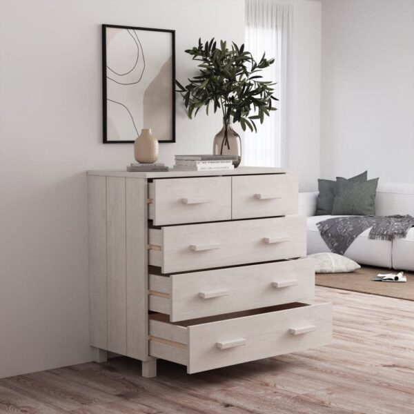 vidaXL Sideboard HAMAR White 31.1"x15.7"x31.5" Solid Wood Pine - Image 7