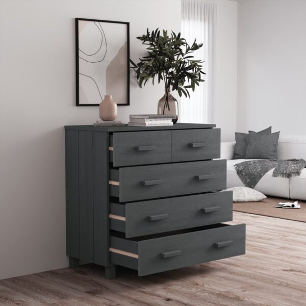 vidaXL Sideboard HAMAR Dark Gray 31.1"x15.7"x31.5" Solid Wood Pine - Image 7