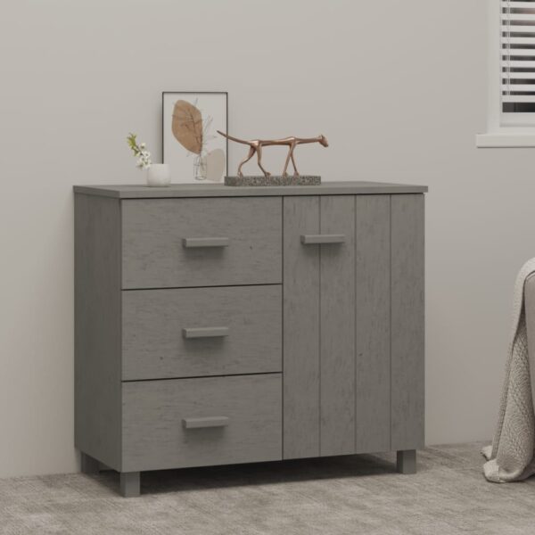 vidaXL Sideboard HAMAR Light Gray 35.4"x15.7"x31.5" Solid Pinewood