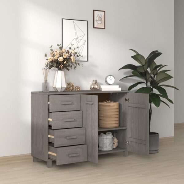 vidaXL Sideboard HAMAR Light Gray 44.5"x15.7"x31.5" Solid Wood Pine - Image 6