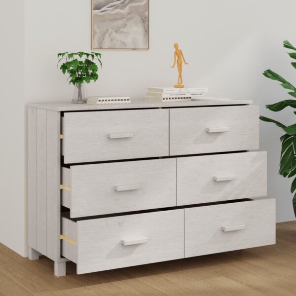 vidaXL Sideboard HAMAR White 44.5"x15.7"x31.5" Solid Wood Pine - Image 3