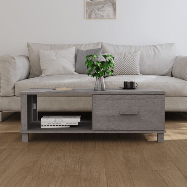 vidaXL Coffee Table HAMAR Light Gray 39.4"x21.7"x13.8" Solid Wood Pine - Image 3