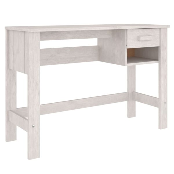 vidaXL Desk HAMAR White 43.3"x15.7"x29.5" Solid Wood Pine - Image 2