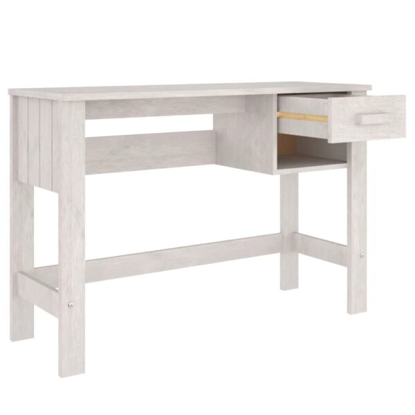 vidaXL Desk HAMAR White 43.3"x15.7"x29.5" Solid Wood Pine - Image 7