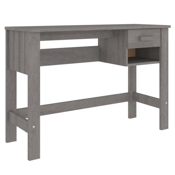 vidaXL Desk HAMAR Light Gray 43.3"x15.7"x29.5" Solid Wood Pine - Image 2