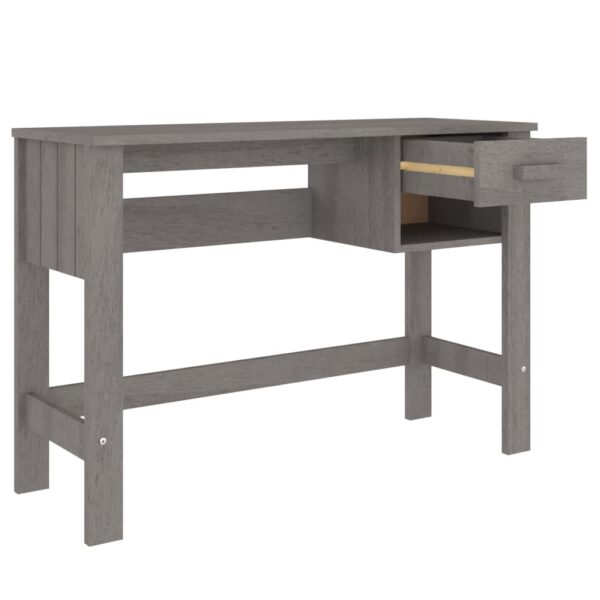 vidaXL Desk HAMAR Light Gray 43.3"x15.7"x29.5" Solid Wood Pine - Image 7