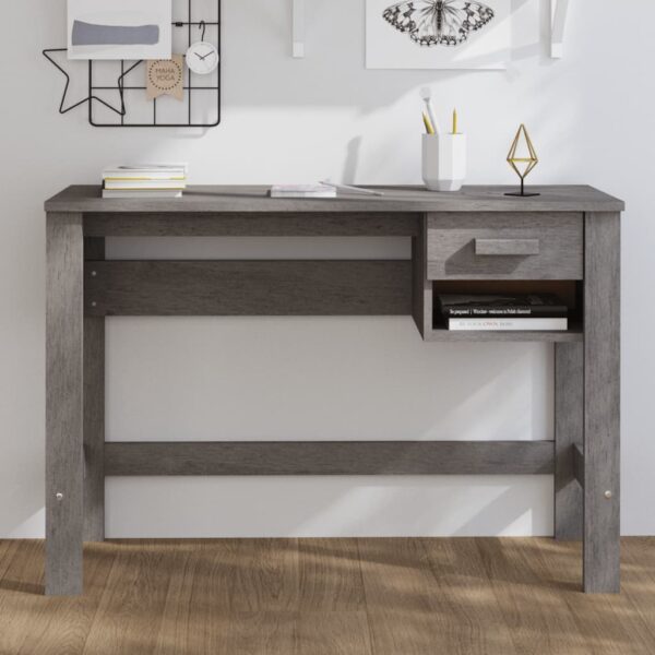 vidaXL Desk HAMAR Light Gray 43.3"x15.7"x29.5" Solid Wood Pine