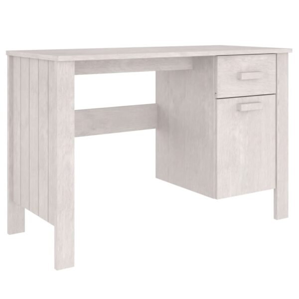 vidaXL Desk HAMAR White 44.5"x19.7"x29.5" Solid Wood Pine - Image 2