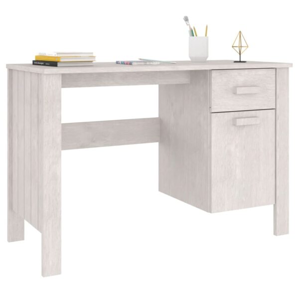 vidaXL Desk HAMAR White 44.5"x19.7"x29.5" Solid Wood Pine - Image 4