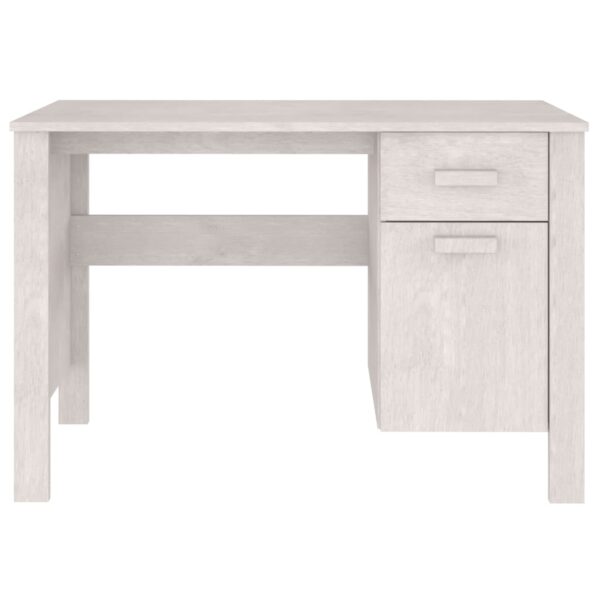 vidaXL Desk HAMAR White 44.5"x19.7"x29.5" Solid Wood Pine - Image 5