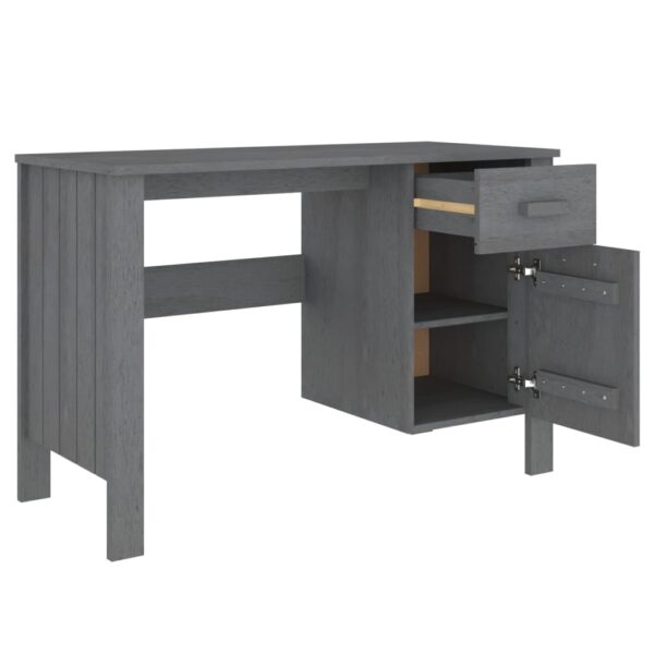 vidaXL Desk HAMAR Dark Gray 44.5"x19.7"x29.5" Solid Wood Pine - Image 7