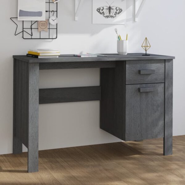 vidaXL Desk HAMAR Dark Gray 44.5"x19.7"x29.5" Solid Wood Pine