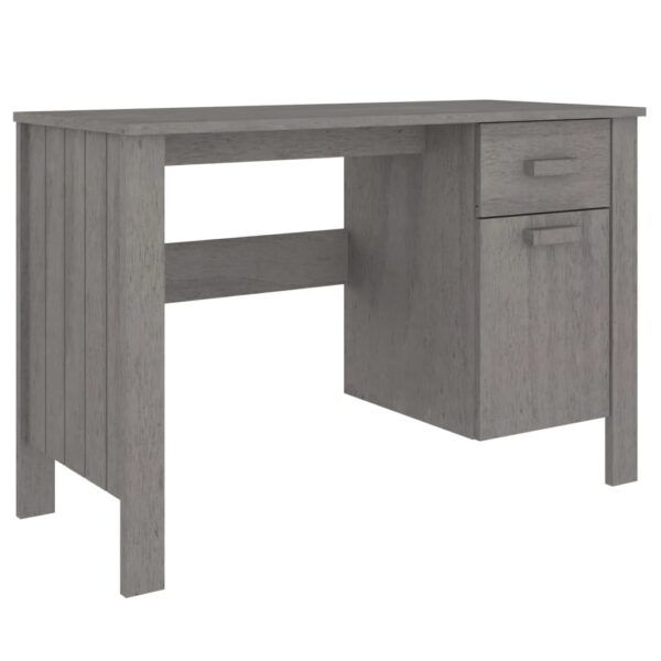 vidaXL Desk HAMAR Light Gray 44.5"x19.7"x29.5" Solid Wood Pine - Image 2