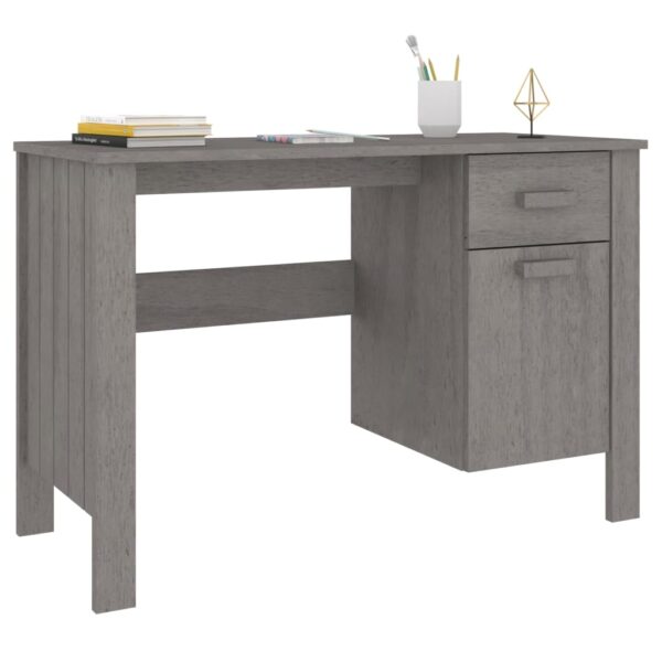 vidaXL Desk HAMAR Light Gray 44.5"x19.7"x29.5" Solid Wood Pine - Image 4