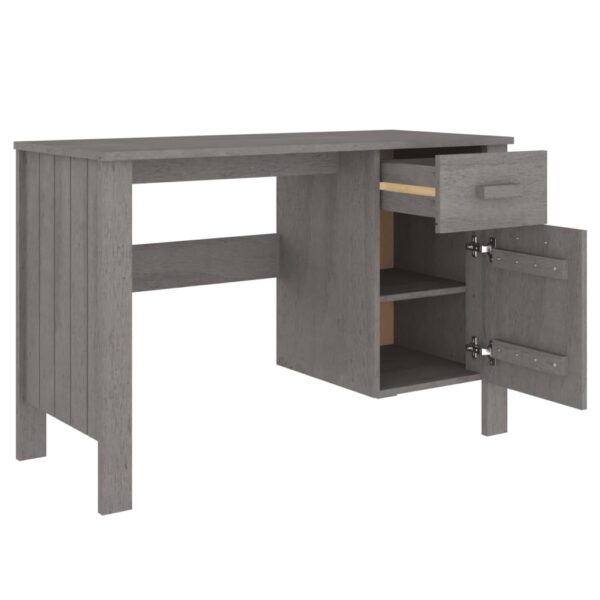 vidaXL Desk HAMAR Light Gray 44.5"x19.7"x29.5" Solid Wood Pine - Image 7