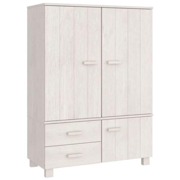 vidaXL Wardrobe HAMAR White 39"x17.7"x53.9" Solid Wood Pine - Image 2