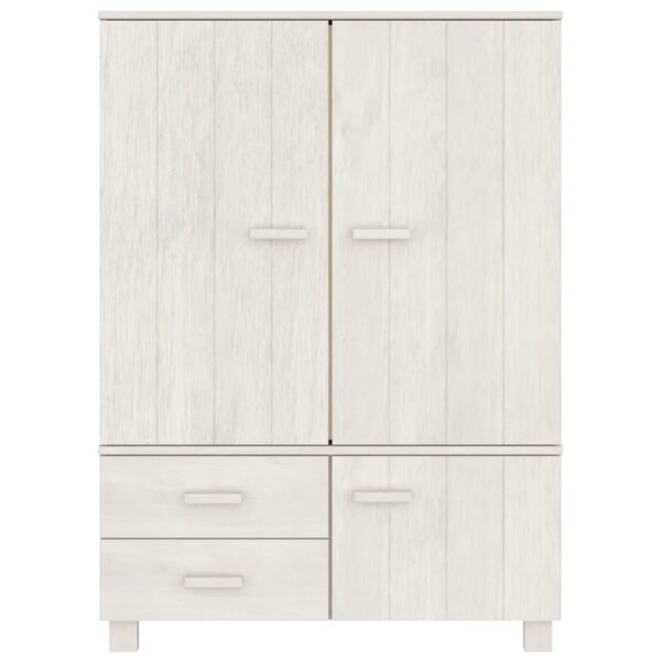 vidaXL Wardrobe HAMAR White 39"x17.7"x53.9" Solid Wood Pine - Image 3