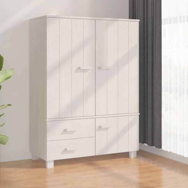 vidaXL Wardrobe HAMAR White 39"x17.7"x53.9" Solid Wood Pine