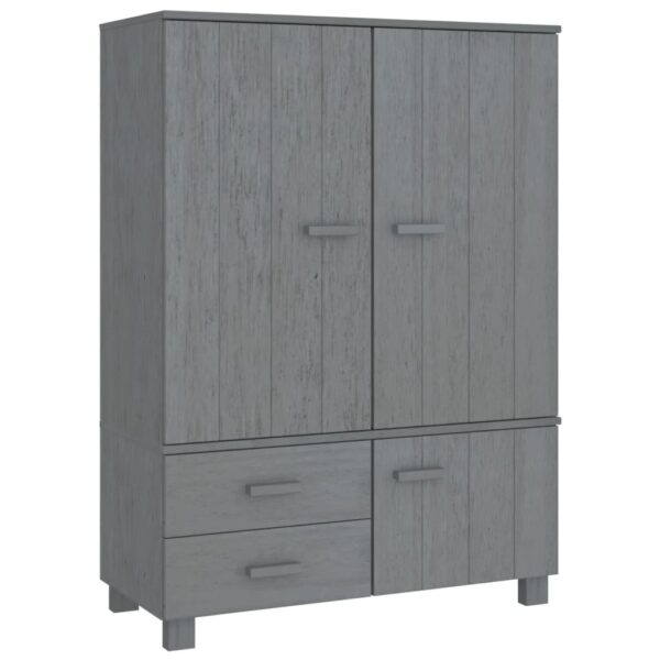 vidaXL Wardrobe HAMAR Dark Gray 39"x17.7"x53.9" Solid Wood Pine - Image 2