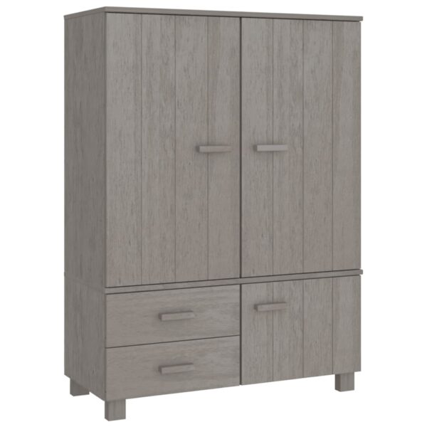 vidaXL Wardrobe HAMAR Light Gray 39"x17.7"x53.9" Solid Wood Pine - Image 2