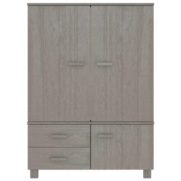 vidaXL Wardrobe HAMAR Light Gray 39"x17.7"x53.9" Solid Wood Pine - Image 3