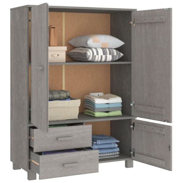 vidaXL Wardrobe HAMAR Light Gray 39"x17.7"x53.9" Solid Wood Pine - Image 6