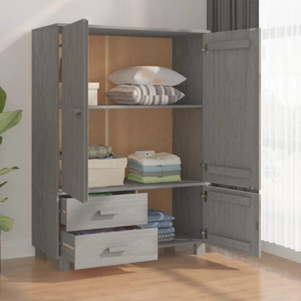 vidaXL Wardrobe HAMAR Light Gray 39"x17.7"x53.9" Solid Wood Pine - Image 7