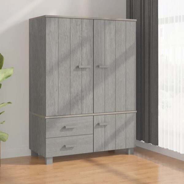 vidaXL Wardrobe HAMAR Light Gray 39"x17.7"x53.9" Solid Wood Pine