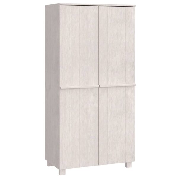 vidaXL Wardrobe HAMAR White 35"x19.7"x70.9" Solid Wood Pine - Image 2