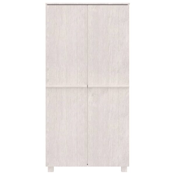 vidaXL Wardrobe HAMAR White 35"x19.7"x70.9" Solid Wood Pine - Image 3