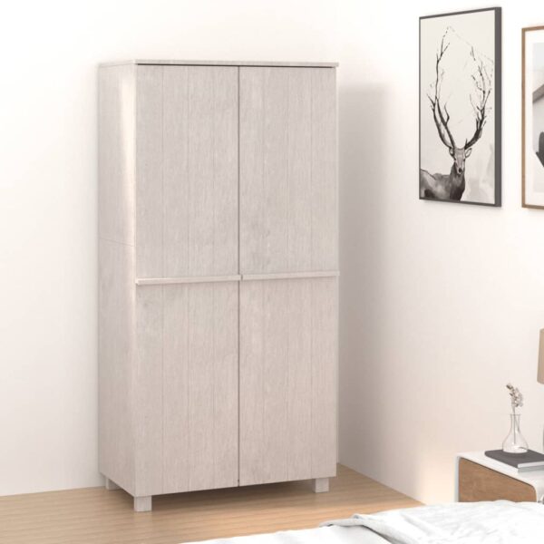 vidaXL Wardrobe HAMAR White 35"x19.7"x70.9" Solid Wood Pine