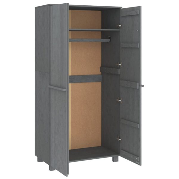 vidaXL Wardrobe HAMAR Dark Gray 35"x19.7"x70.9" Solid Wood Pine - Image 5