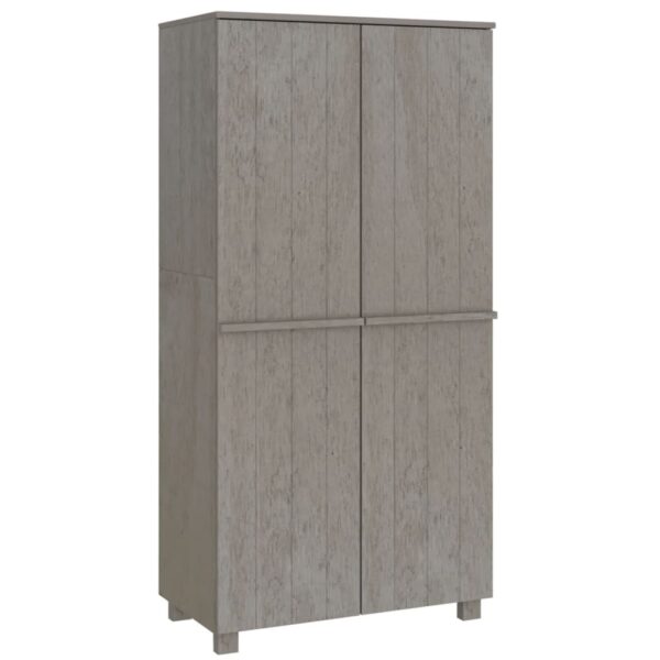 vidaXL Wardrobe HAMAR Light Gray 35"x19.7"x70.9" Solid Wood Pine - Image 2