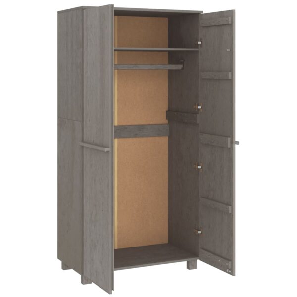 vidaXL Wardrobe HAMAR Light Gray 35"x19.7"x70.9" Solid Wood Pine - Image 5