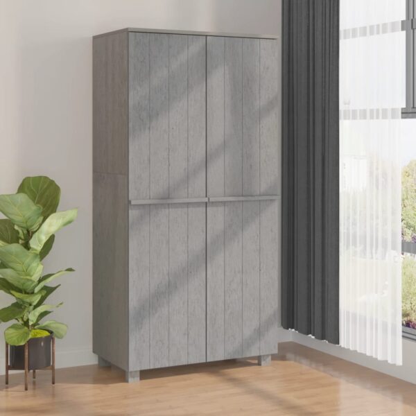 vidaXL Wardrobe HAMAR Light Gray 35"x19.7"x70.9" Solid Wood Pine