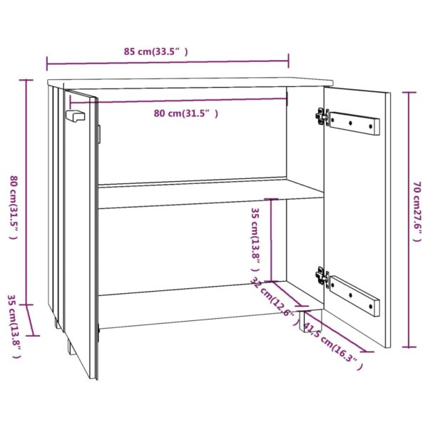 vidaXL Sideboard HAMAR White 33.5"x13.8"x31.5" Solid Wood Pine - Image 9