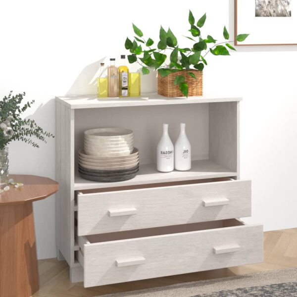 vidaXL Sideboard HAMAR White 33.5"x13.8"x31.5" Solid Wood Pine - Image 3