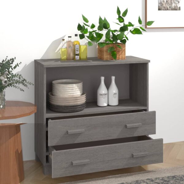 vidaXL Sideboard HAMAR Light Gray 33.5"x13.8"x31.5" Solid Wood Pine - Image 3