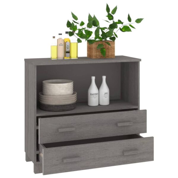 vidaXL Sideboard HAMAR Light Gray 33.5"x13.8"x31.5" Solid Wood Pine - Image 4