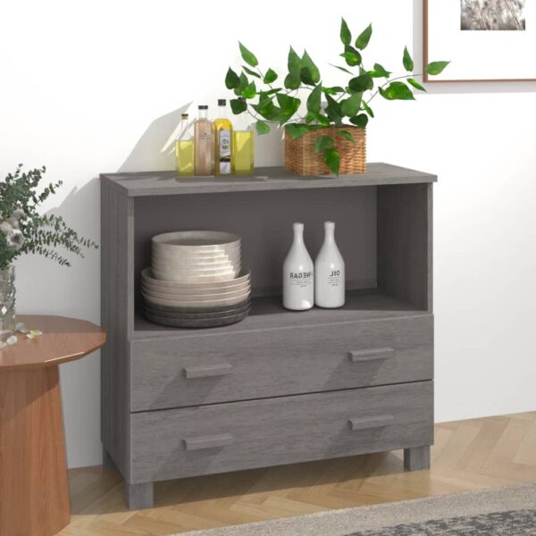 vidaXL Sideboard HAMAR Light Gray 33.5"x13.8"x31.5" Solid Wood Pine