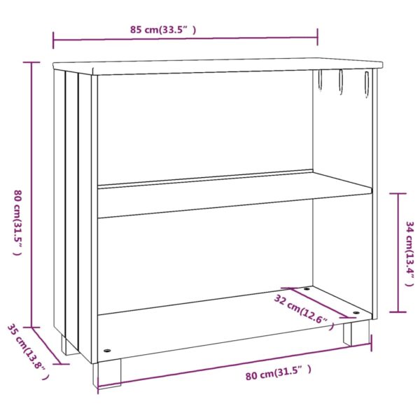 vidaXL Sideboard HAMAR White 33.5"x13.8"x31.5" Solid Wood Pine - Image 7