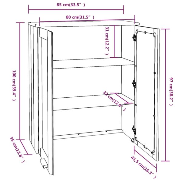 vidaXL Top for Highboard HAMAR Honey Brown 33.5"x13.8"x39.4" Solid Wood Pine - Image 9