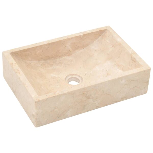 vidaXL Bathroom Vanity Cabinet with Cream Marble Sinks Solid Wood Teak - Image 5